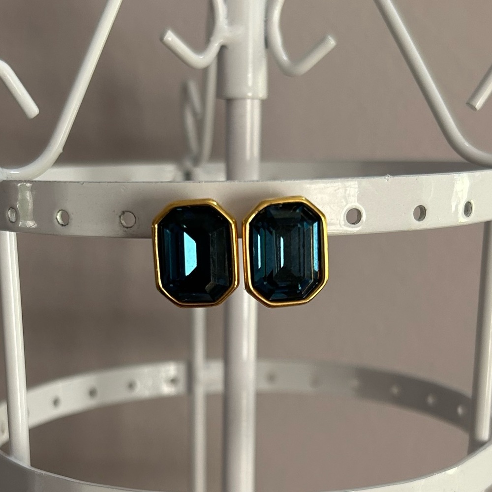 Vintage Monet Blue Diamond Stud Earrings
